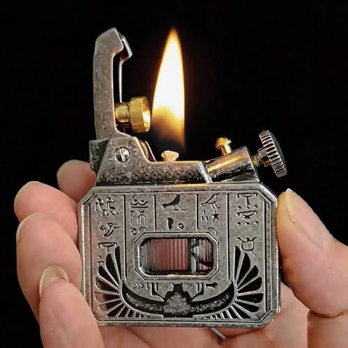 Encendedor Vintage Metal con Diseño Egipcio Acient Silver miniatura 3