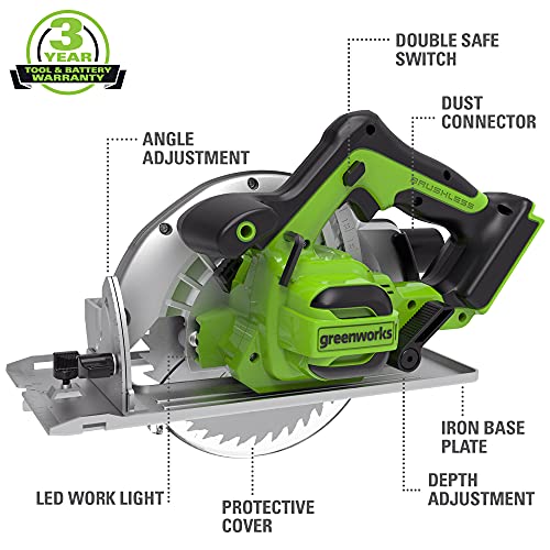 Image of Greenworks 24V Brushless 7-1 /4-inch Circular Saw, Battery and Charger Sold Separately