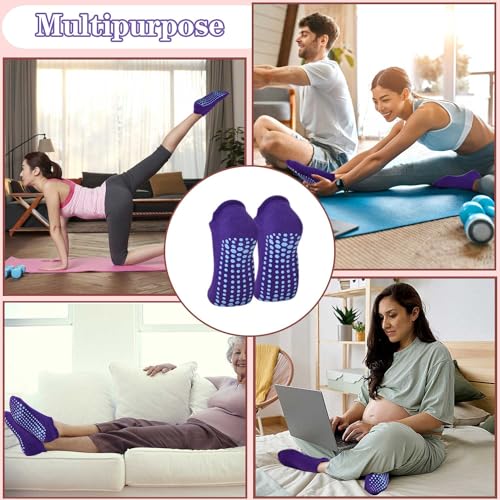 Image of ELUTONG Pilates Non Slip Grip Socks for Women 1-4 Pairs Yoga Barre Ballet Workout Hospital Grippy Sock