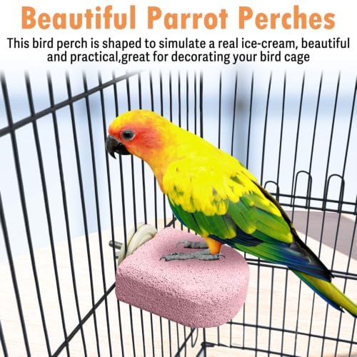 Image of PINVNBY 4 PCS Bird Perch Stands Parrot Calcium Perch Beak Grinding Stone Foot Claws Trimmer Parakeet Platform Parrot Chewing Toys for Small Medium Cockatiel Conure Lovebird Finch(Purple)