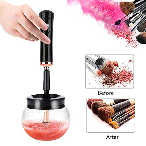 Electric Makeup Brush Cleaner Dryer,Electric Automatic Cosmetic Makeup Brushes Spinner Cleaner&Dryer,8 Rubber Professional Makeup Brush Cleaning Tool for Makeup Brush&Women Gifts