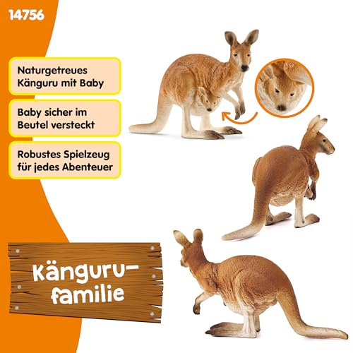 SCHLEICH WILD Life | Känguru 14756 | detailgetreue Tierfiguren | Zoo Spielzeug | tolles Geschenk für Jungen und Mädchen | Deko für Geburtstag | Spielfigur ab 3 Jahren | 12 x 4 x 7 cm