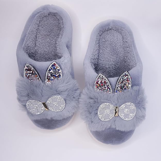 ELEG & STILANCE Women's Winter Woolen Fur Slippers - Warm Non-Slip Multicolor Orthopedic Soft Slides 6 51bm2YimM9L