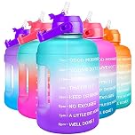 BuildLife Motivational Water Bottle 2.2L - Large Capacity Water Jug with Straw & Time Marker & BPA Free Ensure Enough Water-Drinking Throughout The Day (Green-Purple, 2.2L)