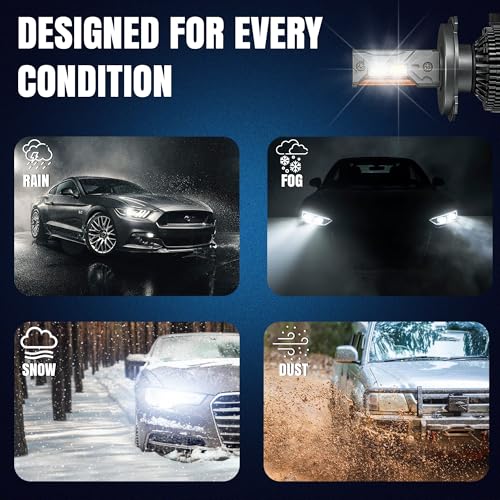 Image of OTO2EYE 100W H4 / H19 LED Headlight Bulbs for Car & Motorcycle | 10000LM | Low Beam Yellow & High Beam Yellow-White |6500K| Dual Color H4 Headlamp | Plug & Play | Pack of 2 | 2 Years Warranty