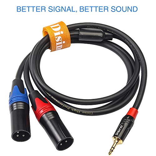 Disino 1/8 Inch To Dual Xlr Male Y-Splitter Cable,Unbalanced 3.5Mm Mini Jack Trs Stereo Aux To Double Male Xlr Adapter Interconnect Breakout Patch Cord - 10 Feet/3 Meters #TOP4