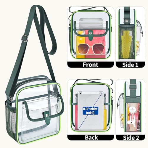 Image of SPODEARS Clear Crossbody Bag for Stadium, Concert, Festival & More - Adjustable Shoulder Strap & Bottle Holder