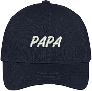 Trendy Apparel Shop Papa Embroidered Soft Crown 100% Brushed Cotton Cap - Navy