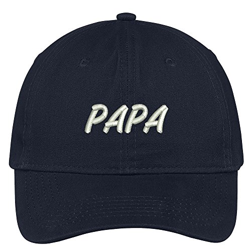 Trendy Apparel Shop Papa Embroidered Soft Crown 100% Brushed Cotton Cap - Navy
