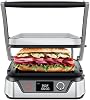 Parrilla y sandwichera digital Chefman 5 en 1, con placas extraíbles reversibles aptas para lavavajillas, se abre 180° para parrilla interior/plancha, acero inoxidable 2
