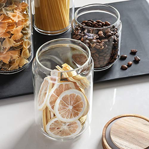 Sweejar 16 Oz Glass Food Storage Jar With Lid(Set Of 3),Airtight Canisters For Bathroom,Kitchen Container With Bamboo Cover For Serving Tea, Coffee, Spice And More #TOP4