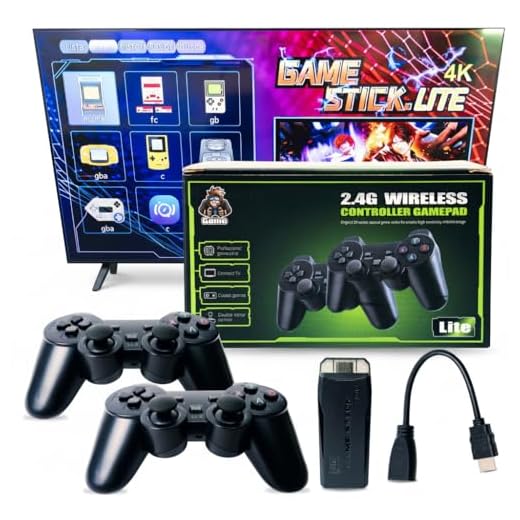 Kulturdenda Game Stick Lite 4K, 20.000 juegos con 2 mandos inalámbricos – Consola retro HDMI con miles de juegos clásicos preinstalados, soporta 4K HD, plug & play, ideal para TV y proyectores