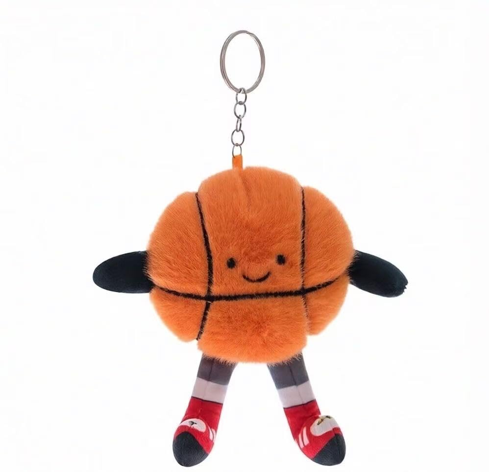 Pgsnhxj Cute Plush Basketball Keychain Sport Keyring Charm Handbag Pendant (Basketball)