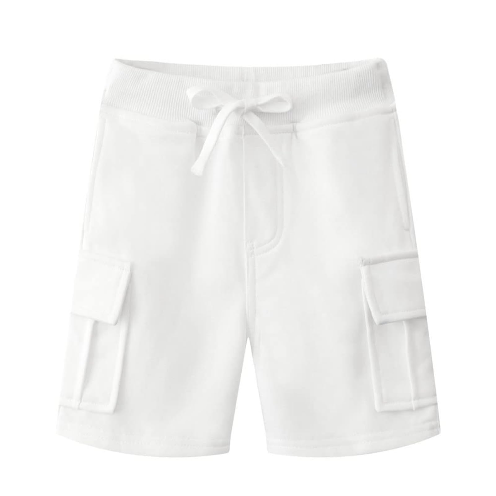 Short Enfant Garçon Eté Pantalon Court Bermuda en Coton Taille Elastique Short Poches Cargo Poids léger 6-12 Ans