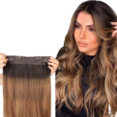 WENNALIFE Wire Hair Extensions Real Human Hair, Easy-to-Wear Invisible Line