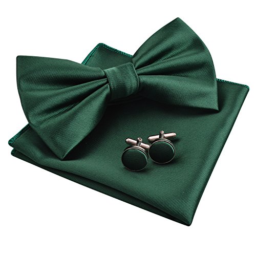 Preisvergleich Produktbild Alizeal Herren Tuxedo Fliege, Hanky und Manschettenknöpfe Set, Dunkelgrün