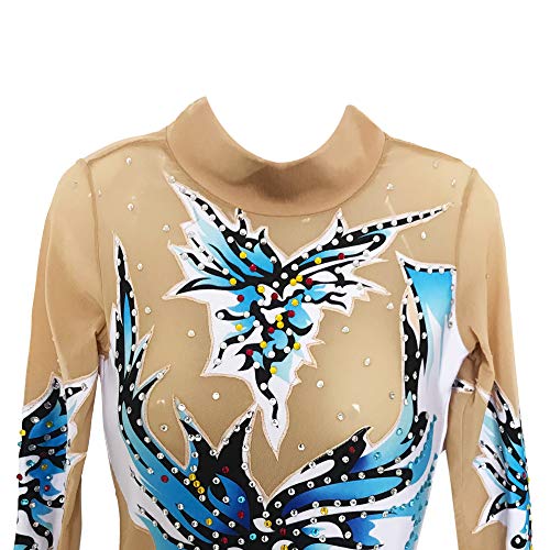 LIUHUO Collants de ginástica para mulheres, patinação profissional, fantasia de ginástica rítmica