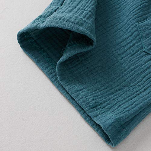 Fhutpw Baby Boys 2Pcs Summer Outfits Short Sleeve T-Shirt Tops Elastic Waistband Shorts Set Toddler Clothes (Linen Dark Blue, 6-12 Months) #TOP4
