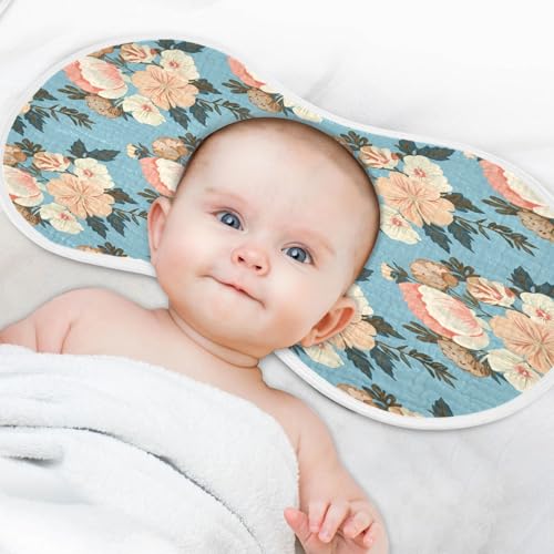 Kigai Flowers Burp Cloths for Baby 4-Layer Cotton Muslin Burping Cloths 22x11 inch Super Soft & Absorbent Spit Up Burp Rags for Newborn Boys Girls 1 Pack4