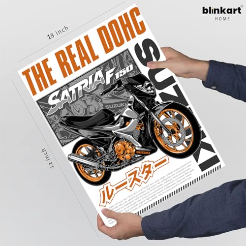 Image of BLINKART Suzuki Satria 150Car Posters Sticker Gift Items for Boys Room Wall Decor || Comes with Double-Sided Tape|| Decoration Bedroom Living Room Office Studio Decor | 12x18 In (A3) - CAR-252