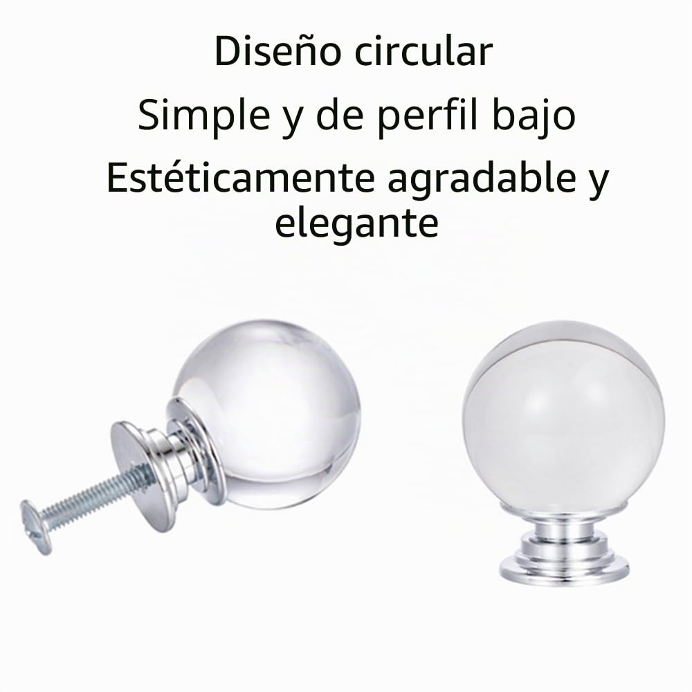 tooloflife 8 pomos de puerta de cristal, manijas de bola de cristal transparente de 29 mm con tornillo para muebles del hogar, aparador (transparente)