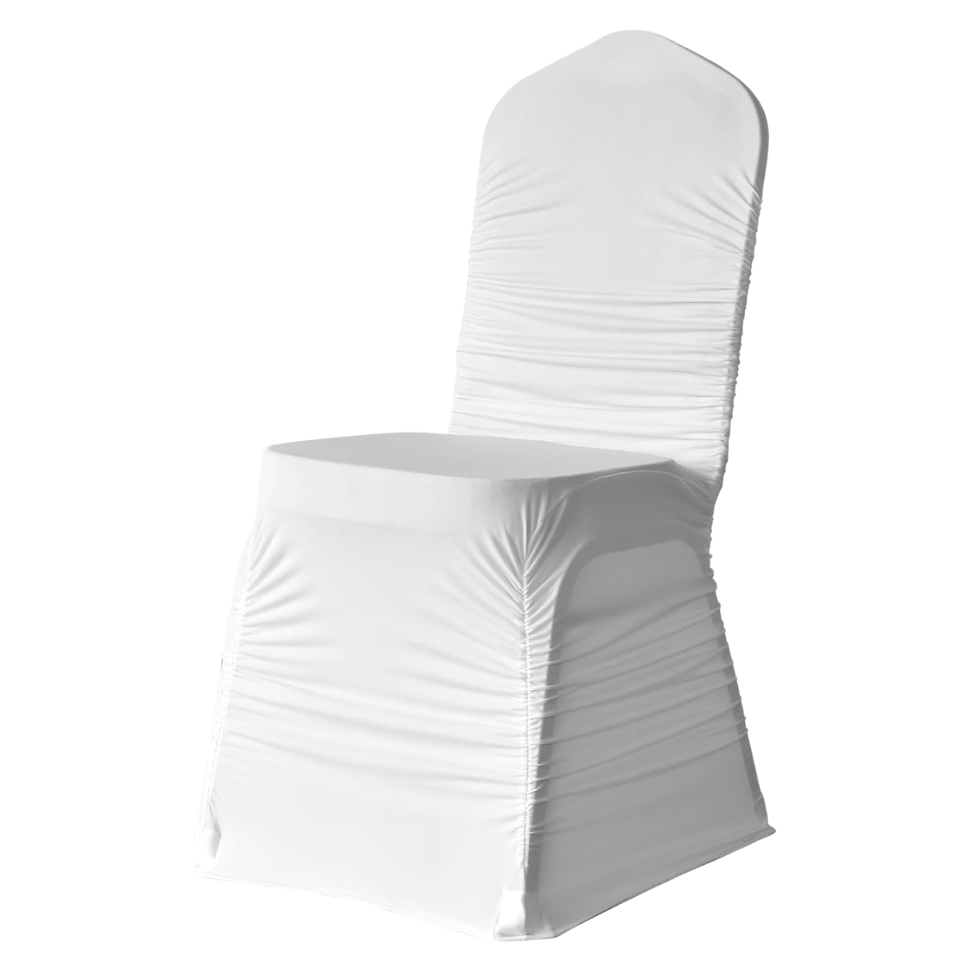 Ruched Chair Cover White 160GSM Spandex Polyester, Stretchable & Removable Slipcover with Elasticated Foot Pockets – Elegant & Professional for Weddings, Banquets, Events & Dining (Pack of 10) — image 1