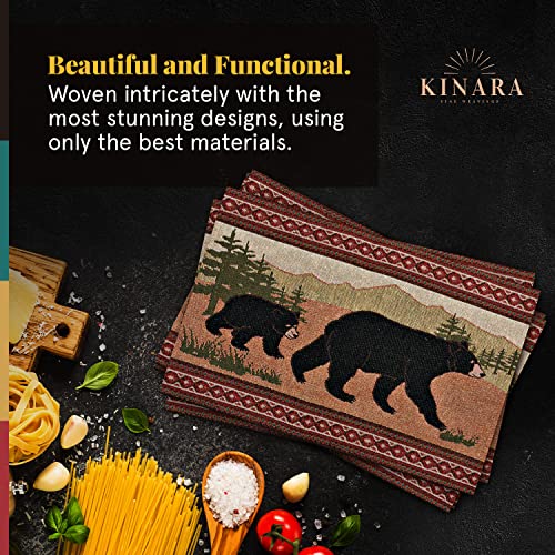 Kinara Black Bear Placemat Set – Southwestern Native American Design – Beautiful And Unique Pattern – Fine Weaving Four 12.25X19 Inch Placemats. #TOP1