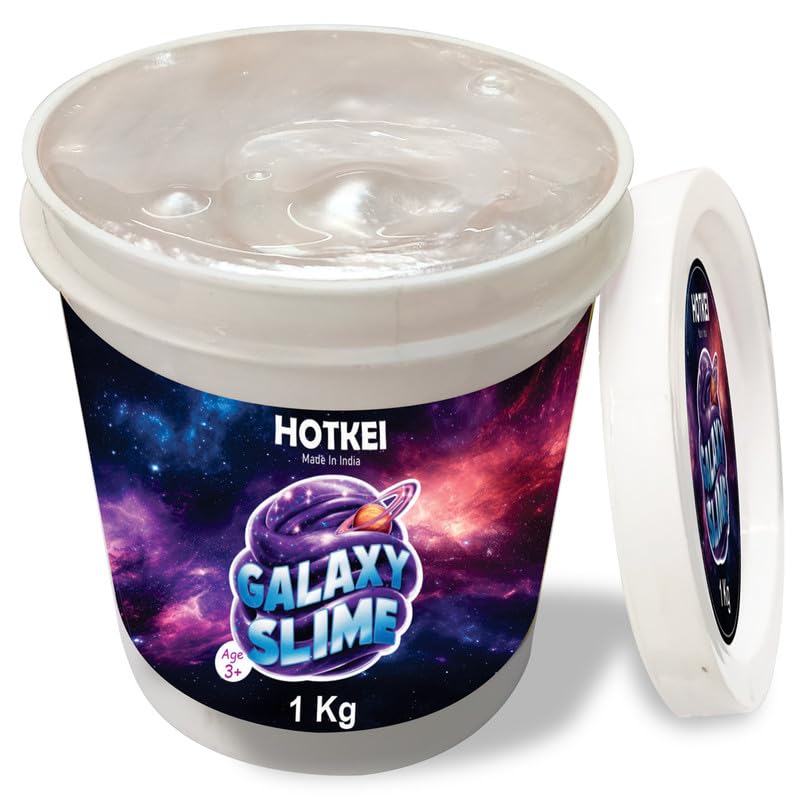 HOTKEI (1 Kg) White Galaxy Slime for Kids DIY Fruit Scented Metallic Magic Toy Slimy Slime Gel Jelly Putty Art Toys Birthday Gift Box for Boys Girls 3 to 10 Years