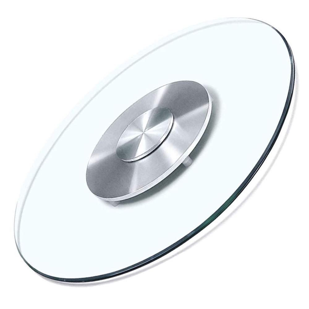 Plateau de service rond rotatif en verre pour repas de famille
