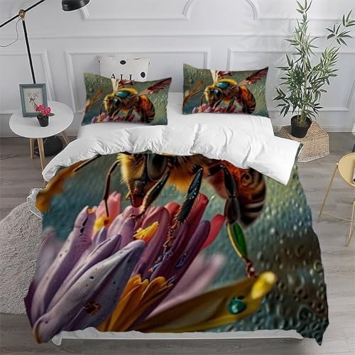 Housse de couette imprimé 3D animaux microfifre lit king 220x240cm