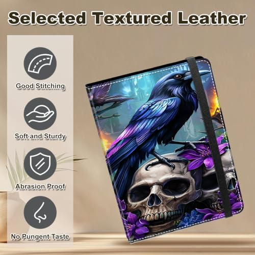 Image of Photo Album 4x6 120 Photos with Strong Elastic Band, Raven Skull Garden | Large Capacity Premium Leather Picture Album, Portable Wallet Albums Photo Book for Family Anniversaries Wedding Baby