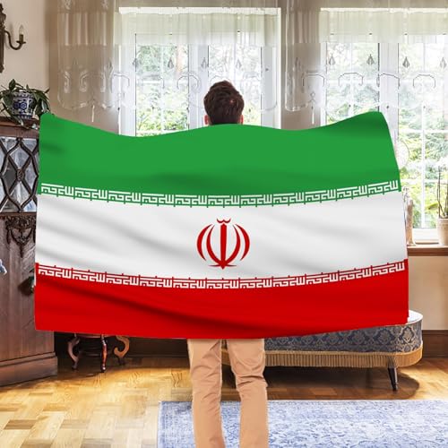 Image of AhfuLife Iran Flag 5ft x 3ft for Party Decorations, 1 Pcs Large Iran Flags Polyester Double Side with Brass Eyelets for World Cup Football National Day Garden Street Indoor Outdoor Decorations
