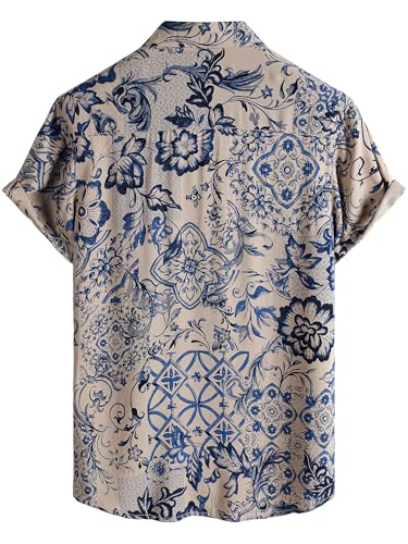 Image of JOTOOK Mens Hawaiian Shirt Short Sleeve Button Down Tropical Shirts Casual Floral Summer Beach Shirt