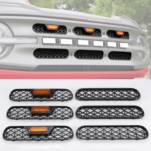 Image of Grill Inserts with Amber Light for 2021-2026 Bronco Big Bend Outer Banks | Waterproof, Easy Installation