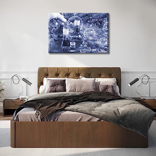 Image of TUMOVO Clinical Laboratoryr Modern Artwork Wall Decor 1 Panel Poster Chemical Equations Laboratory Research Concept Pictures Bathroom Decor Wall Art Print on Canvas Framed Ready to Hang, 24 inch Wx36 H
