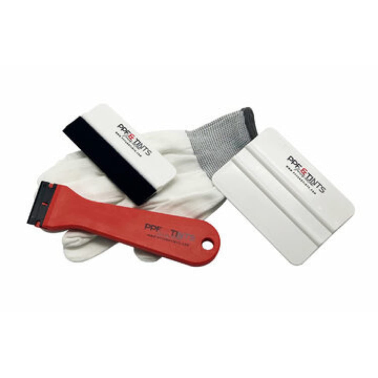 Tr Rimpro-Tec Black Ppf&Tints Car Window Tint Squeegee Kit - Window Film & Ppf 1X Small Plastic Felt Edge Squeegee,1X Medium Easy Grip Squeegee, Gloves, 1X Red Scraper, Scratch-Proof Full Preparation And Installing Kit