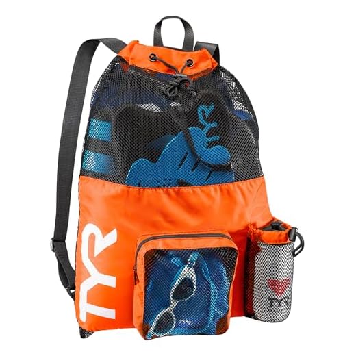 TYR Big Mesh Mummy Backpack For Wet Swimming, Gym, and Workout Gear