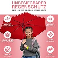 STYNGARD Regenschirm Kinder mit Sicherheitsreflektoren und Reflektorband - Kinder Regenschirm Mädchen & Junge - Kinderschirm - Schirm für Schulranzen Modell STOCKHOLM (Rot) – Ansicht 7