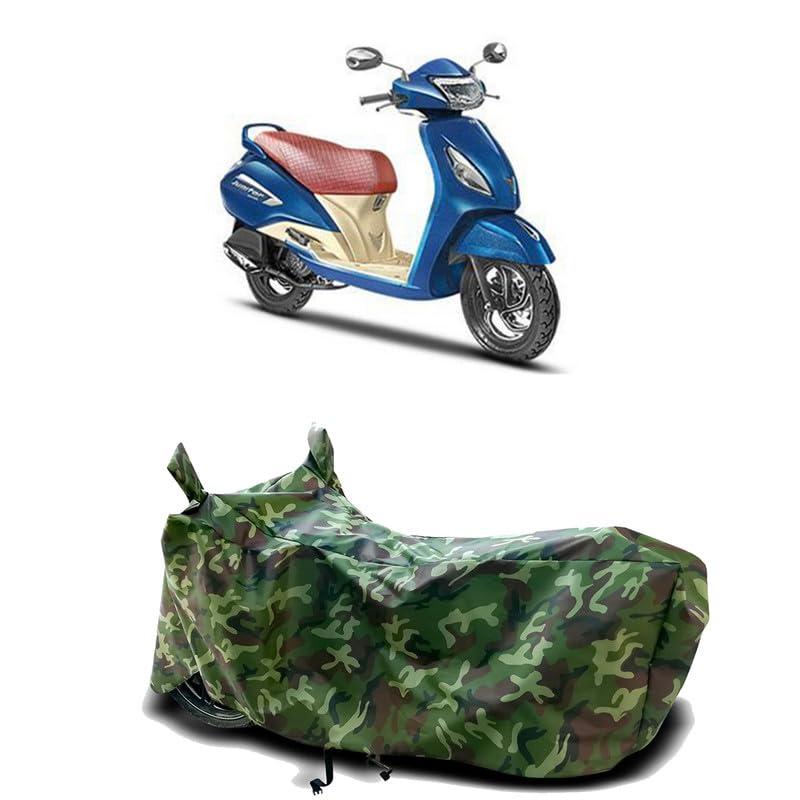 Image of DUFFEL-100% Heat Protection Two Wheeler Bike /Scooty Body Cover for TVS Jupiter Grande Water Resistance /UV-Rays /Birds Dropping /Scratchproof /Dust Proof /Waterproof[Green Jungle Print]