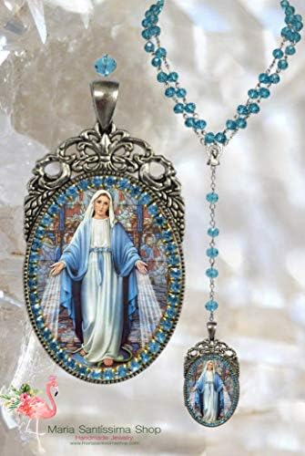 Our Lady Mary Mediatrix of All-Grace Rosary - Handmade Miraculous Medal Christian Religious Jewelry Medal Pendant Nossa Senhora das Graças