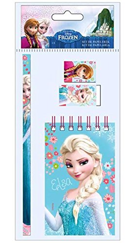 Set De Papeterie La Reine Des Neiges 4 Pièces Carnet Gomme Crayon Taille Crayons Disney Frozen - vue 2