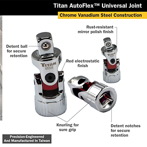 Image of Titan 85505 3-Piece Auto Flex Universal Joint Socket Set