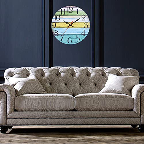 Winomo Silent Wall Clock Rustic Wooden Wall Clock Round Wall Clock Hanging Wall Clock Retro Hanging Clock Wall Clock Decor For Bedroom Living Room Without Battery Home Decor #TOP4