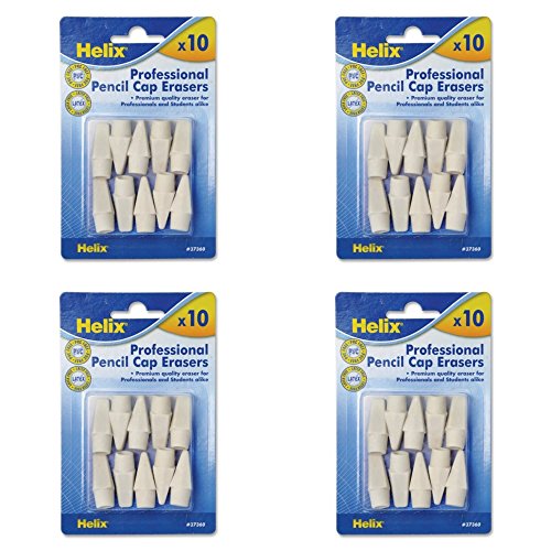 Helix Professional Pencil Cap Erasers 10ct (4 Pack)