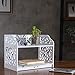 MyGift 2 Tier Vintage White Desktop Bookshelf Organizer Display Stand with Scrollwork Cut Out Design for Home Office Desk, Living Room, Bedroom