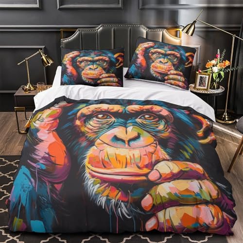 Housse de couette chimpanzé 140x200 parure de lit microfibre