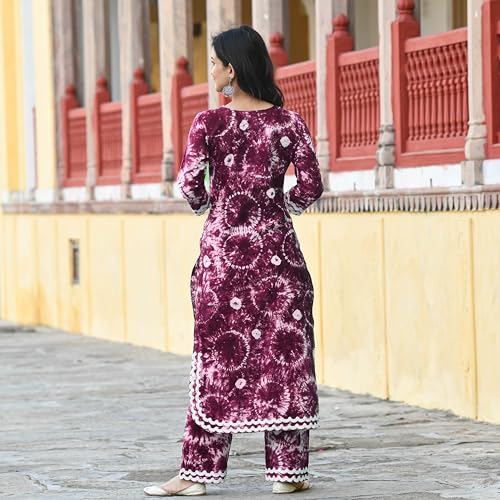 Image of ANNI DESIGNER Women Cotton Blend Kurta Palazzos Set