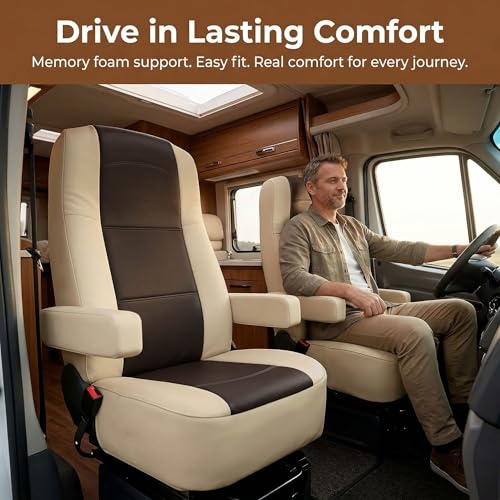 BeadChica RV Seat Covers,Faux Leather Captains Chairs Seat Cover 2PCS for Class A RV,Motorhome,Camper,Trailer & Van,Breathable with Armrest Covers & Storage Pockets(Dark Coffee) by BeadChica - Image 2