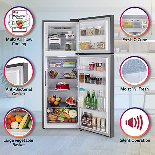 LG 360L 3 Star Frost-Free Smart Inverter Wi-Fi Double Door Refrigerator (GL-T382VDSX, Dazzle Steel, amazinggiftidea-com