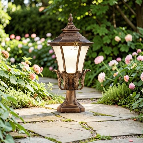 Image of Glowave Decorative Outdoor Bronze Square Post Light Pillar Light Column Light, Waterproof Lantern Post for Patio or Fench Deck, Doorway Porch Pillar Lamp - Warm White (P-6698 /BG)